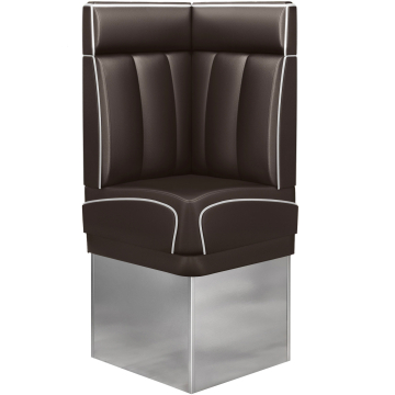 DINER 3 | Diner Hoekbank | B:H 64 x 153 cm | Gestreept | Bruin | Leer