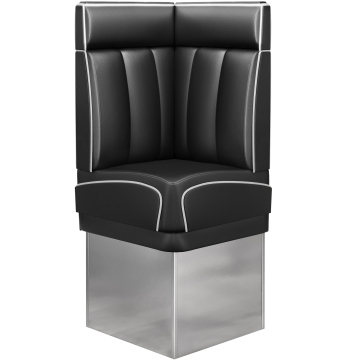 DINER 3 | Diner Hoekbank | B:H 64 x 153 cm | Gestreept | Zwart | Leer