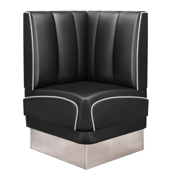 DINER 3 | Panca angolare Diner Americano | L:H 64 x 103 cm | A righe | Nero | Pelle
