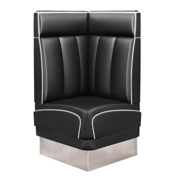 DINER 3 | Panca angolare Diner Americano | L:H 64 x 123 cm | A righe | Nero | Pelle