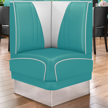DINER VEGAS 3 | Restaurantsofa med hjørne | B: H 64 x 103 cm | V quilting | Turkis | lær