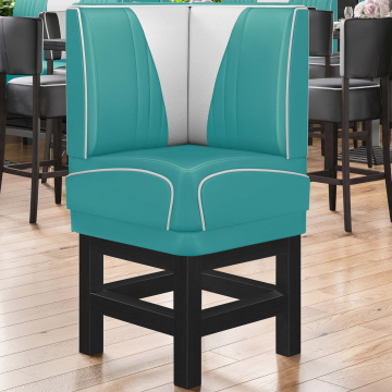 DINER VEGAS 1 | Restaurantsofa hjørne i Amerikansk diner stil | B: H 64 x 133 cm | V quilting | Turkis | lær