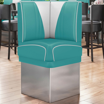 DINER VEGAS 3 | Restaurantsofa hjørne i Amerikansk diner stil | B: H 64 x 133 cm | V quilting | Turkis | lær