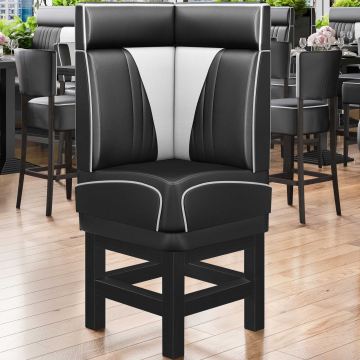 DINER VEGAS 1 | Restaurantsofa hjørne i Amerikansk diner stil | B: H 64 x 133 cm | V quilting | Svart | lær