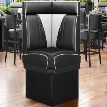 DINER VEGAS 2 | Restaurantsofa hjørne i Amerikansk diner stil | B: H 64 x 153 cm | V quilting | Svart | lær