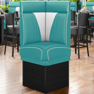 DINER VEGAS 2 | Restaurantsofa hjørne i Amerikansk diner stil | B:H 64 x 153 cm | V quilting | Turkis | lær