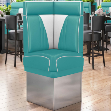 DINER VEGAS 3 | Diner hörnsoffa | B:H 64 x 153 cm | V-quilting | Turkos | Läder