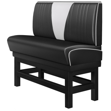 DINER VEGAS 1 | Høy restaurantsofa i diner stil | B: H 100 x 133 cm | V quilting | Svart | lær