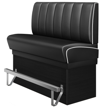 DINER 2 | Hög diner soffa | B:H 140 x 133 cm | Randig | Svart | Läder