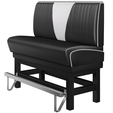DINER VEGAS 1 | Restaurantsofa i diner stil | B: H 180 x 133 cm | V quilting | Svart | lær