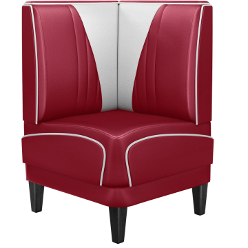 DINER VEGAS 1 | Banquette d'angle de dîner américain | L:H 64 x 103 cm | Patchwork en V | Rouge | Cuir