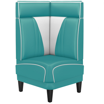 DINER VEGAS 1 | Restaurantsofa med hjørne | B: H 64 x 103 cm | V quilting | Turkis | lær