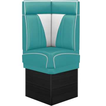 DINER VEGAS 2 | Banquette d'angle de dîner américain | L:H 64 x 153 cm | Patchwork en V | Turquoise | Cuir