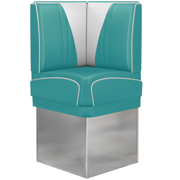 DINER VEGAS 3 | Diner Hoekbank | B:H 64 x 133 cm | V-quilten | Turquoise | Leer