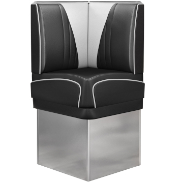 DINER VEGAS 3 | Diner Hoekbank | B:H 64 x 133 cm | V-quilten | Zwart | Leer