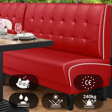 DINER 1 | Amerikaanse Diner Zitbank | B:H 120 x 123 cm | Chesterfield NO Button | Rood | Leer