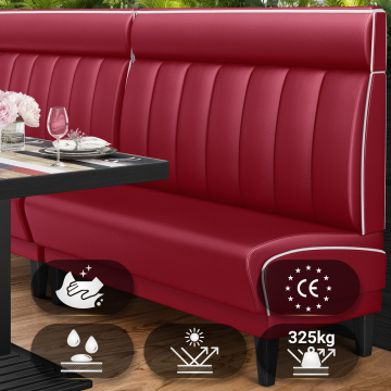 DINER 1 | Amerikansk diner spisebænk | B:H 120 x 123 cm | Stribet | Rød | Læder