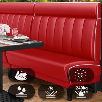 DINER 1 | Restaurantsofa i diner stil | B: H 100 x 123 cm | Stripete | rød | lær