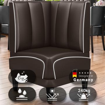 DINER 1 | Diner Hoekbank | B:H 64 x 103 cm | Gestreept | Bruin | Leer
