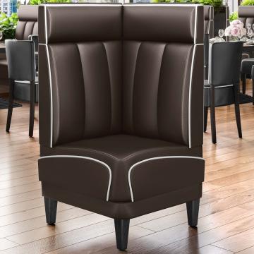 DINER 1 | Diner Hoekbank | B:H 64 x 123 cm | Gestreept | Bruin | Leer