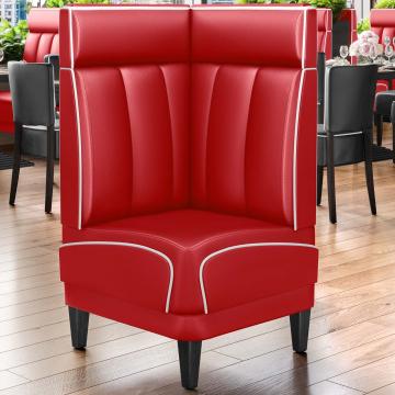 DINER 1 | Diner Hoekbank | B:H 64 x 123 cm | Gestreept | Rood | Leer