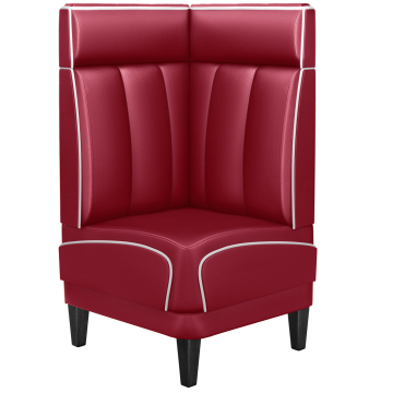 DINER 1 | Panca angolare Diner Americano | L:H 64 x 123 cm | A righe | Rosso | Pelle