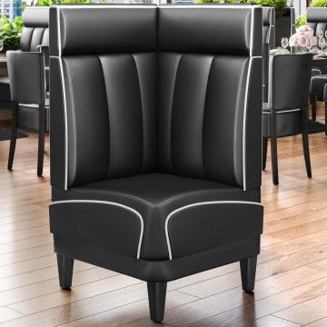 DINER 1 | Diner Hoekbank | B:H 64 x 123 cm | Gestreept | Zwart | Leer