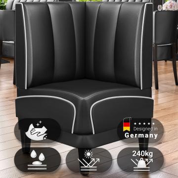 DINER 1 | Diner Hoekbank | B:H 64 x 103 cm | Gestreept | Zwart | Leer