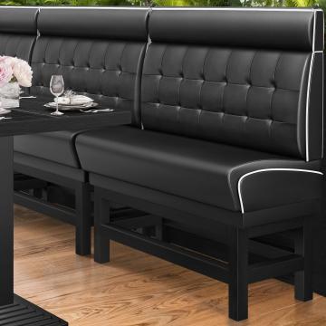 DINER 1 | Hög diner soffa | B:H 100 x 153 cm | Chesterfield NO-knapp | Svart | Läder
