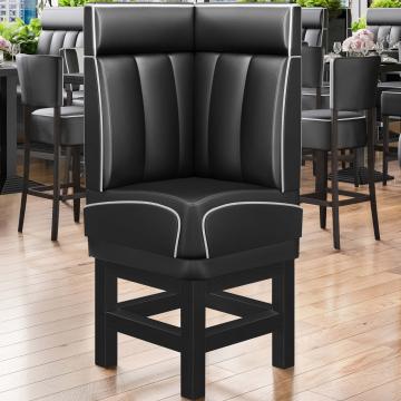 DINER 1 | Diner Eckbank | B:H 64 x 153 cm | Gestreift | Schwarz | Leder