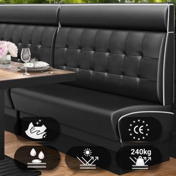 DINER 2 | Amerikaanse Diner Zitbank | B:H 120 x 123 cm | Chesterfield NO Button | Zwart | Leer