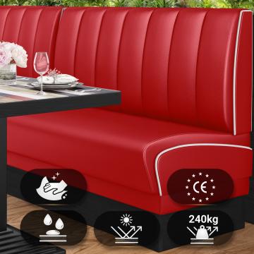 DINER 2 | Amerikaanse Diner Zitbank | B:H 140 x 103 cm | Gestreept | Rood | Leer