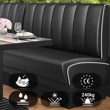 DINER 2 | Amerikaanse Diner Zitbank | B:H 140 x 103 cm | Gestreept | Zwart | Leer