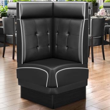 DINER 2 | Diner Hoekbank | B:H 64 x 123 cm | Chesterfield NO Button | Zwart | Leer
