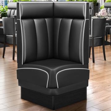 DINER 2 | Diner Hoekbank | B:H 64 x 123 cm | Gestreept | Zwart | Leer