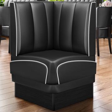 DINER 2 | Diner Hoekbank | B:H 64 x 103 cm | Gestreept | Zwart | Leer