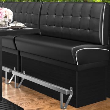 DINER 2 | Høy restaurantsofa | B: H 100 x 133 cm | Chesterfield NO-knapp | Svart | lær