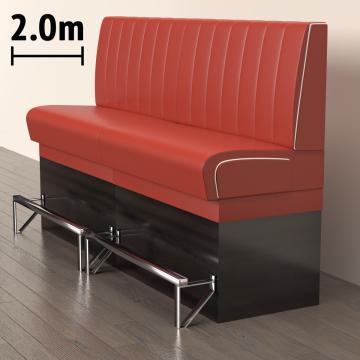 DINER 2 | Sofa para diner | Ancho:Alto 200 x 133 cm | Rayas | Rojo | Piel