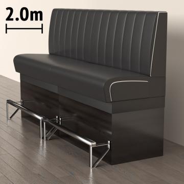 DINER 2 | Sofa para diner | Ancho:Alto 200 x 133 cm | Rayas | Negro | Piel