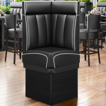 DINER 2 | Diner Eckbank | B:H 64 x 153 cm | Gestreift | Schwarz | Leder