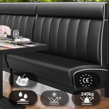 DINER 3 | Dinerbank | B:H 100 x 123 cm | Gestreift | Schwarz | Leder