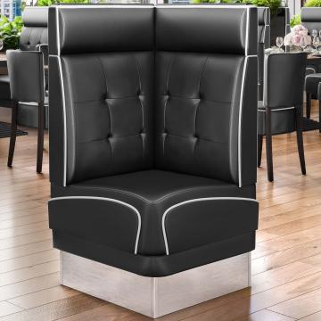 DINER 3 | Diner Eckbank | B:H 64 x 123 cm | Chesterfield NO Button | Schwarz | Leder