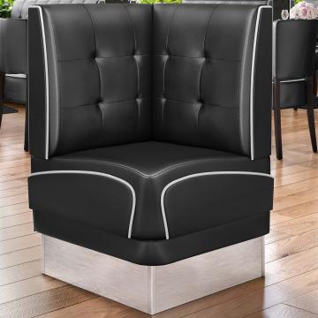 DINER 3 | Diner Hoekbank | B:H 64 x 103 cm | Chesterfield NO Button | Zwart | Leer