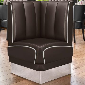 DINER 3 | Diner Hoekbank | B:H 64 x 103 cm | Gestreept | Bruin | Leer