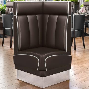 DINER 3 | Diner Hoekbank | B:H 64 x 123 cm | Gestreept | Bruin | Leer