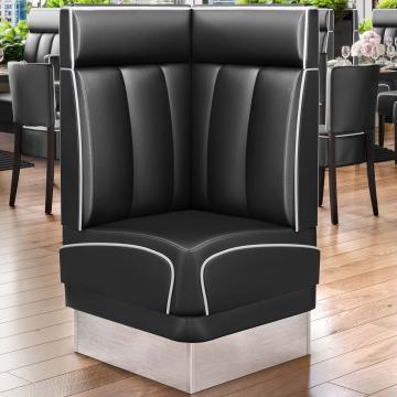 DINER 3 | Diner Hoekbank | B:H 64 x 123 cm | Gestreept | Zwart | Leer
