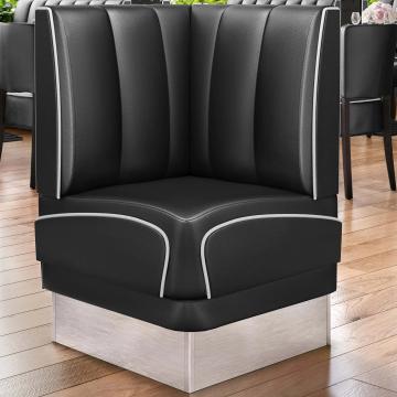 DINER 3 | Diner Hoekbank | B:H 64 x 103 cm | Gestreept | Zwart | Leer
