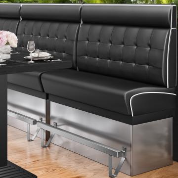 DINER 3 | Hög diner soffa | B:H 100 x 153 cm | Chesterfield NO-knapp | Svart | Läder