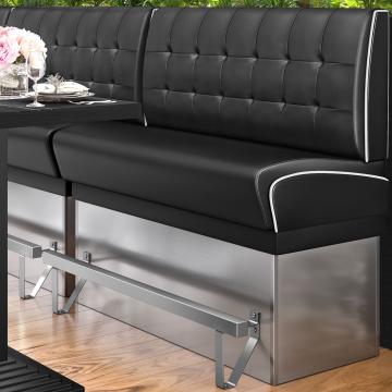 DINER 3 | Diner Hochbank | B:H 100 x 133 cm | Chesterfield NO Button | Schwarz | Leder