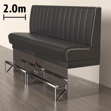 DINER 3 | Sofa para diner | Ancho:Alto 200 x 133 cm | Rayas | Negro | Piel
